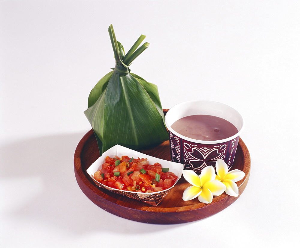 Studio shot of traditional Hawaiian Luau food.