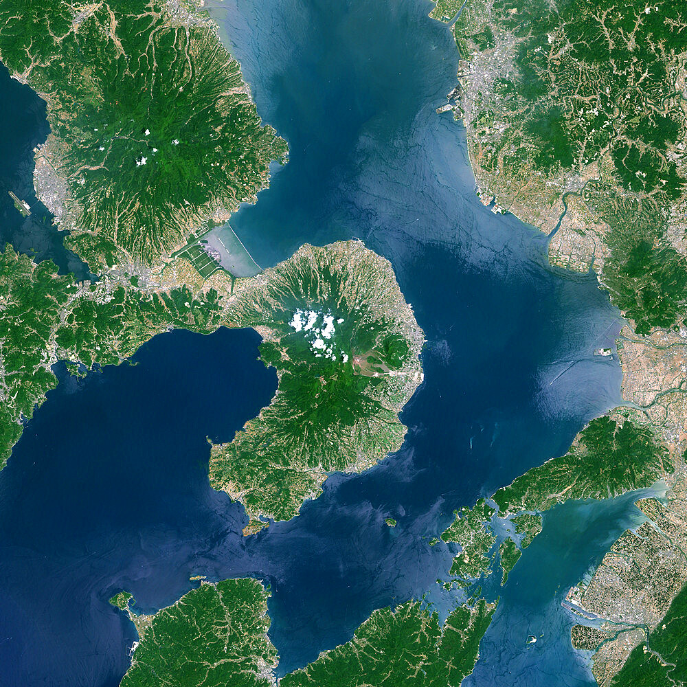 Unzen Volcano In 2001, Japan, True Colour Satellite Image