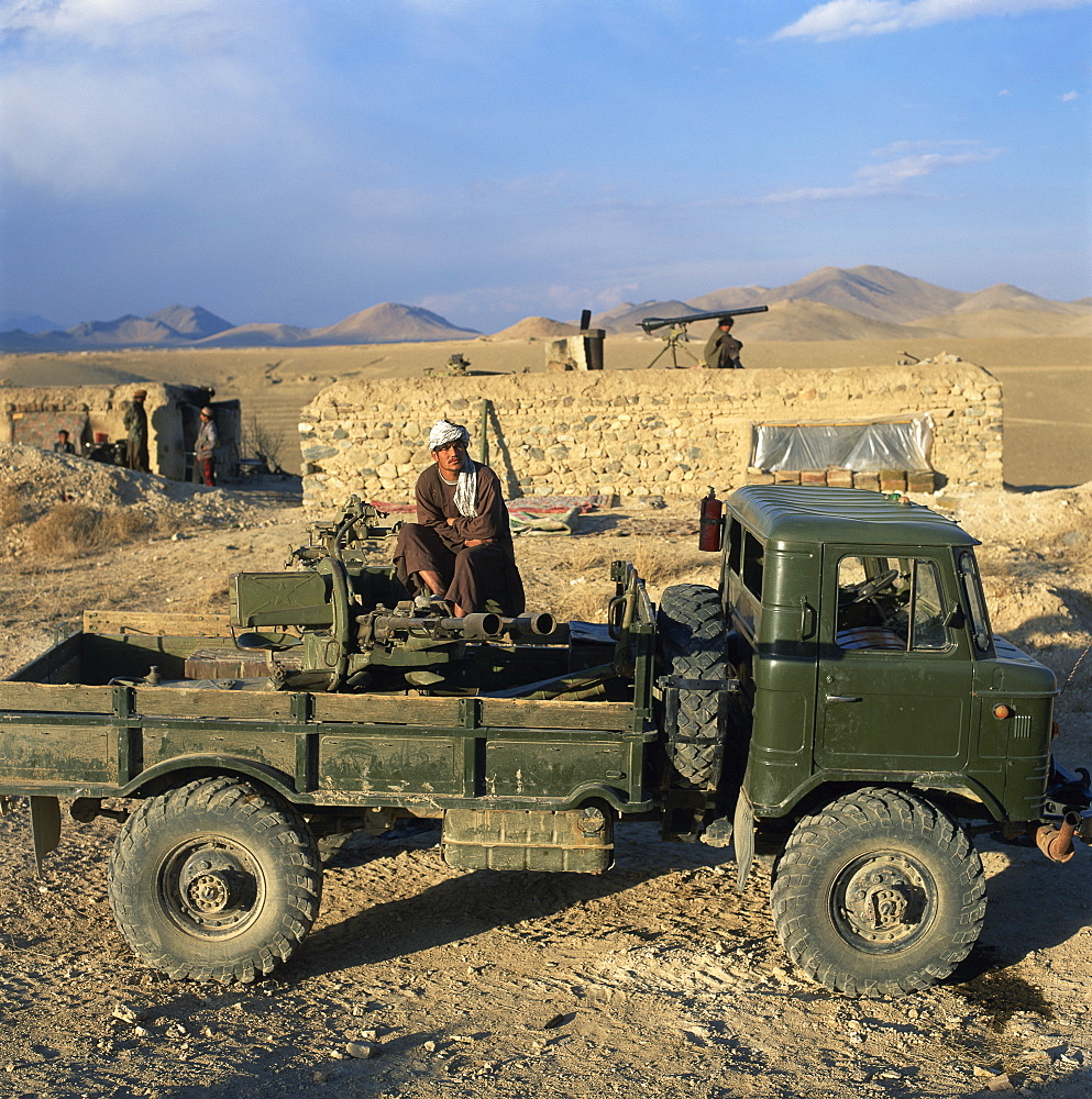 Mujeheddin soldier, mobile gun near Kabul, Afghanistan, Asia