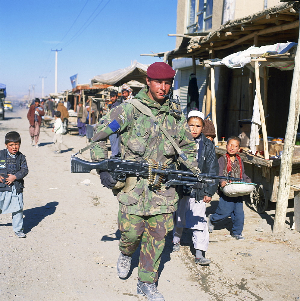 British Para Trooper on patrol in Kabul, Afghanistan, Asia