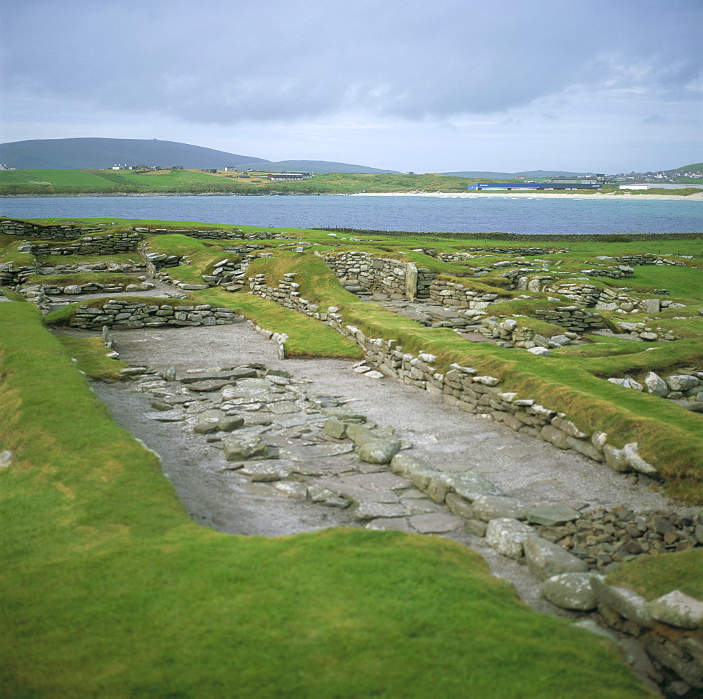 Viking hall ruins at Jarlshof, near Sumburgh, Shetland, Shetland Islands, Scotland, United Kingdom, Europe