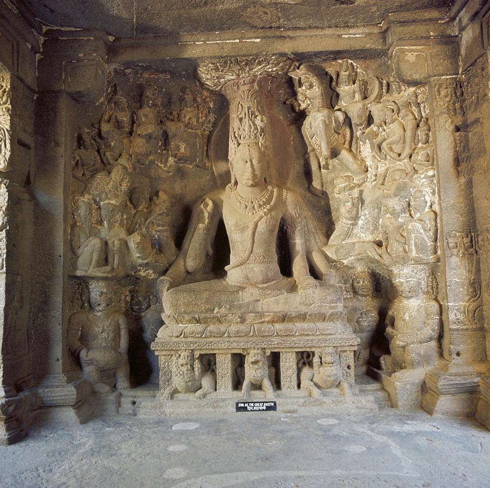 Shiva the great ascetic, Kailasa, Ellora, UNESCO World Heritage Site, Maharashtra state, India, Asia