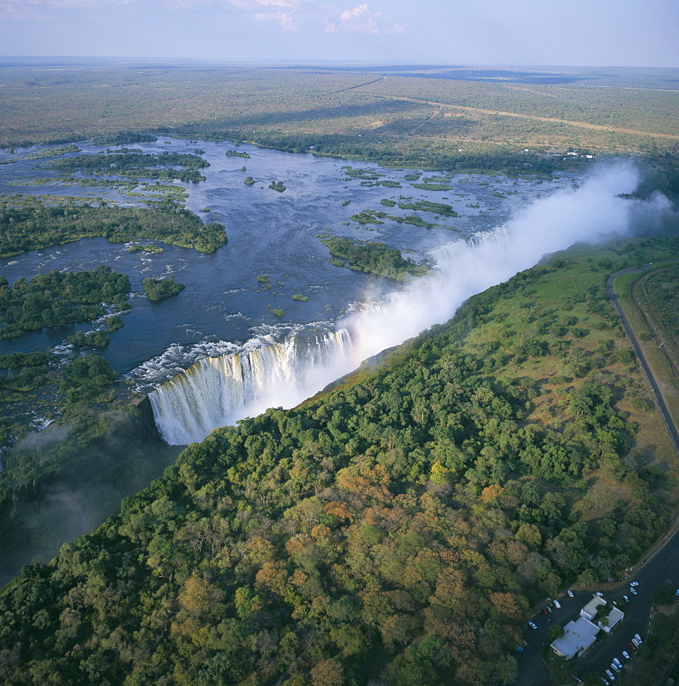 Aerial view of the Victoria Falls, UNESCO World Heritage Site, Zimbabwe, Africa