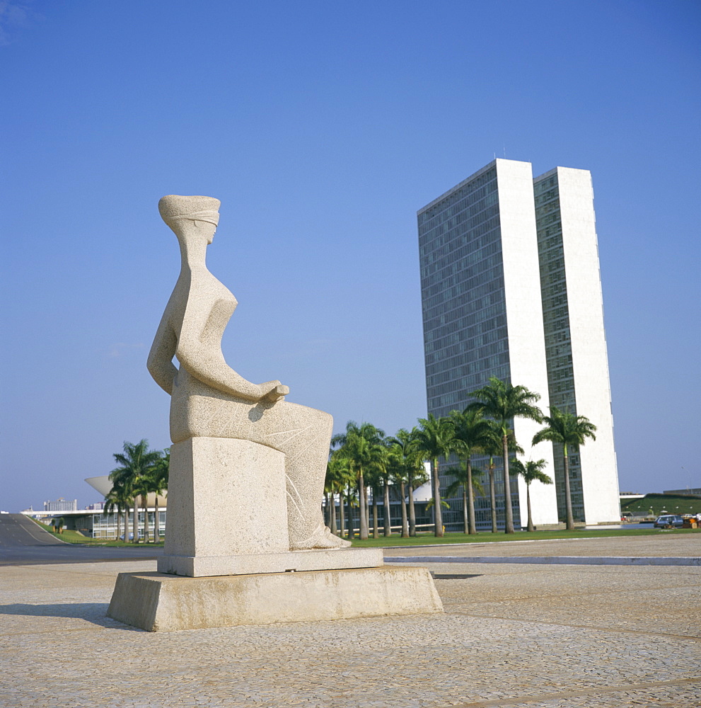 Palacio do Congresso from the Palace of Justice, Brasilia, UNESCO World Heritage Site, Brazil, South America