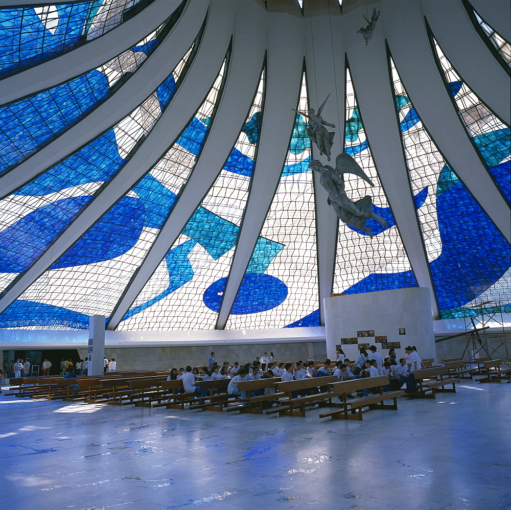 Interior of the Catedral Metropolitana, Brasilia, Brazil, South America