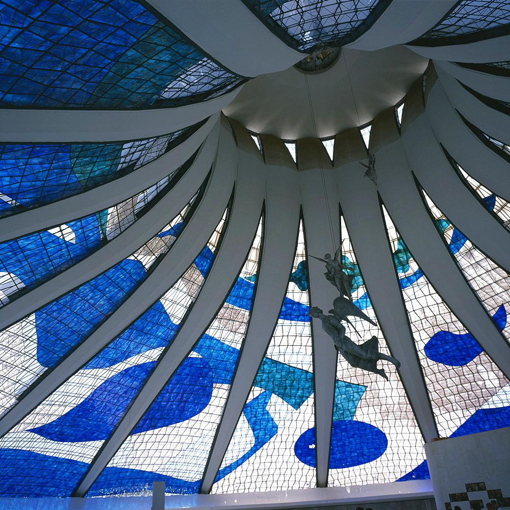 Interior of the roof of the Catedral Metropolitana, Brasilia, Brazil, South America