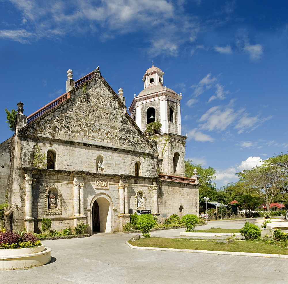 Church of San Joaquin, dating from 1869, by Fr T. Santaren, where reliefs commemorate the battle of Tetuan between the Spanish and Moors of Morocco, Philippines, Southeast Asia, Asia