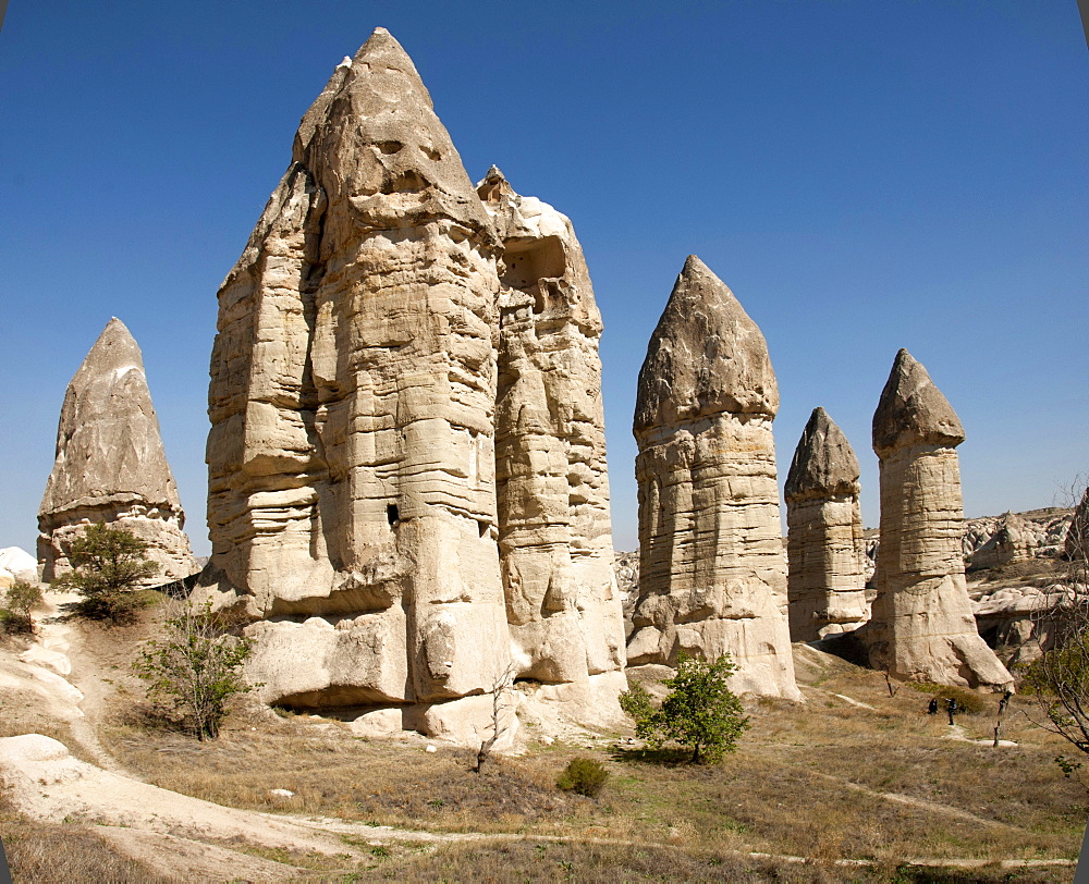 Natural pinnacles in volcanic ash, Zemi Valley, Goreme, UNESCO World Heritage Site, Cappadocia, Anatolia, Turkey, Asia Minor, Eurasia