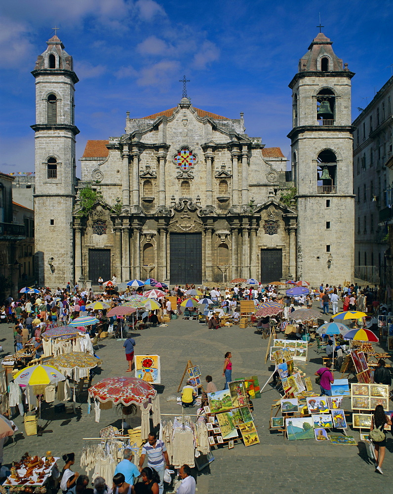 Cathedral, Plaza and market, Havana, Cuba, West Indies, Central America