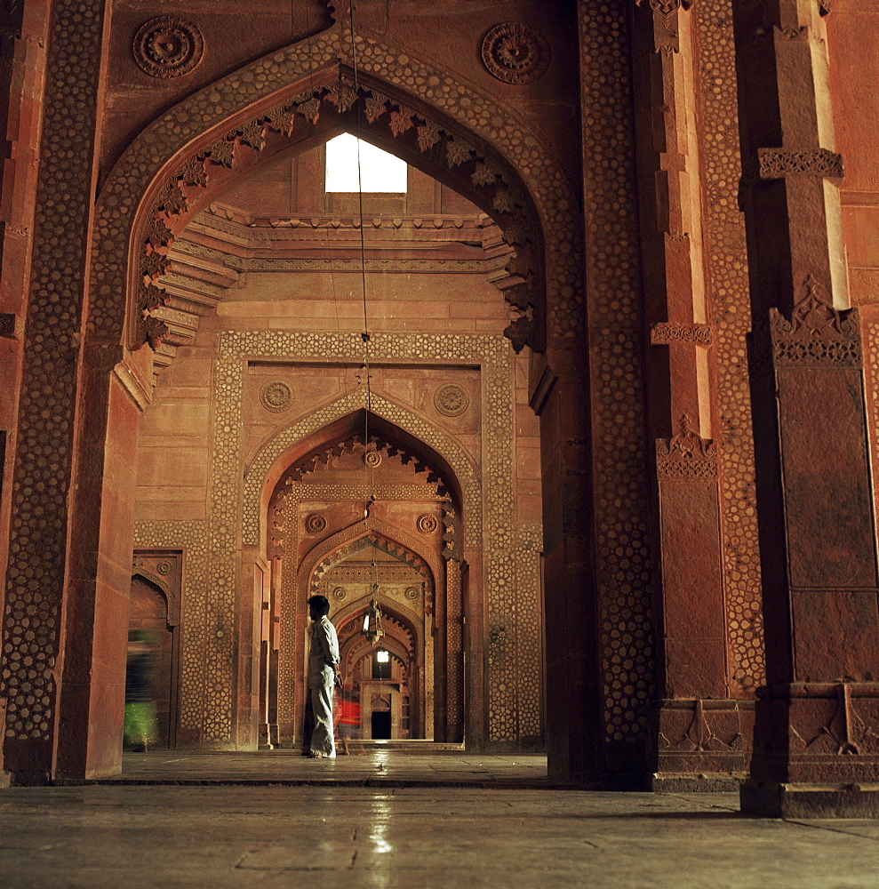 Corridor in the mosque, Fatehpur Sikri, UNESCO World Heritage Site, Uttar Pradesh state, India, Asia