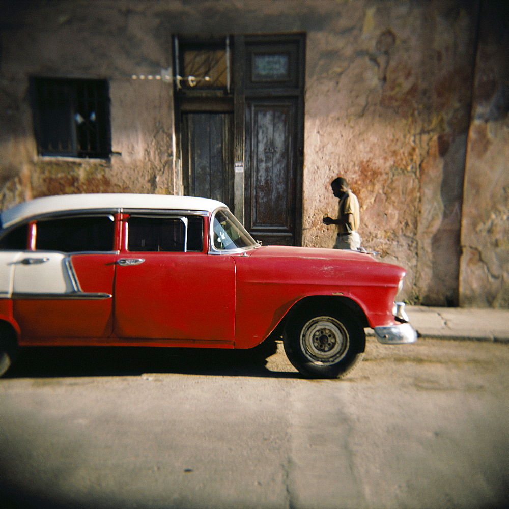 Old red car, Havana, Cuba, West Indies, Central America