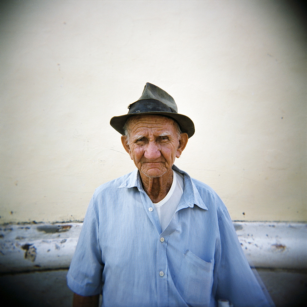 Portrait of an old man, Trinidad, Cuba, West Indies, Central America