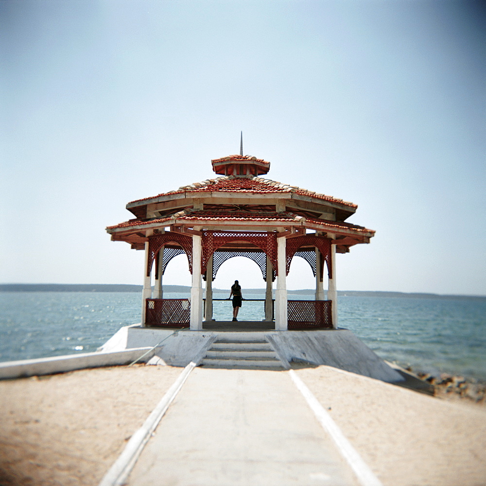 Pagoda overlooking the Caribbean Sea, Cienfuegos, Cuba, West Indies, Central America