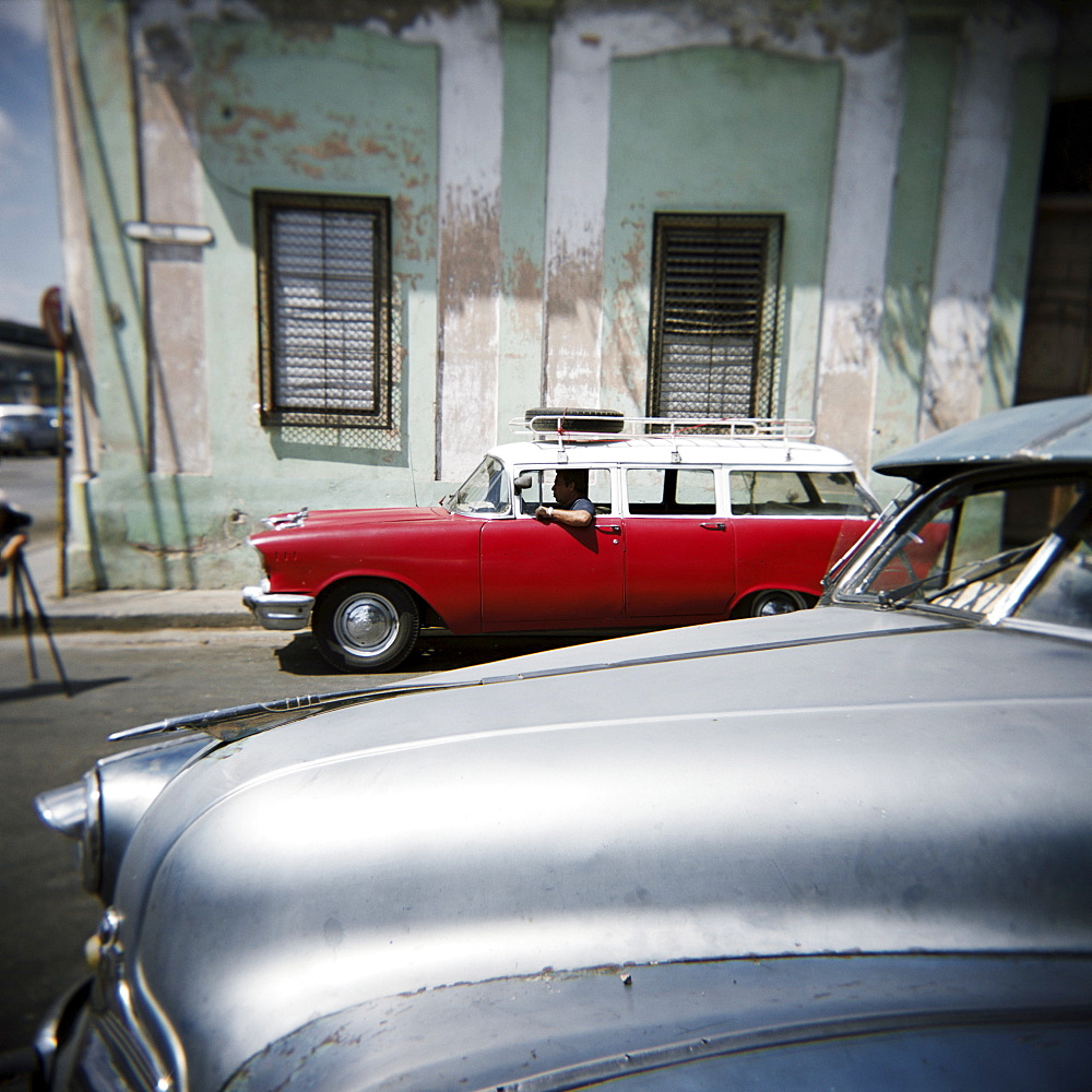 Old American cars operating as private taxis, Havana, Cuba, West Indies, Central America