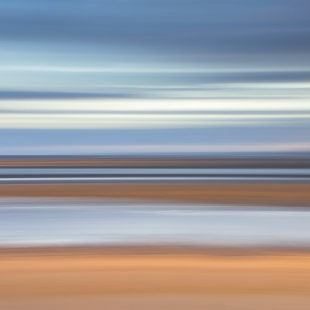 Abstract image of the view from Alnmouth Beach to the North Sea, Alnmouth, Northumberland, England, United Kingdom, Europe