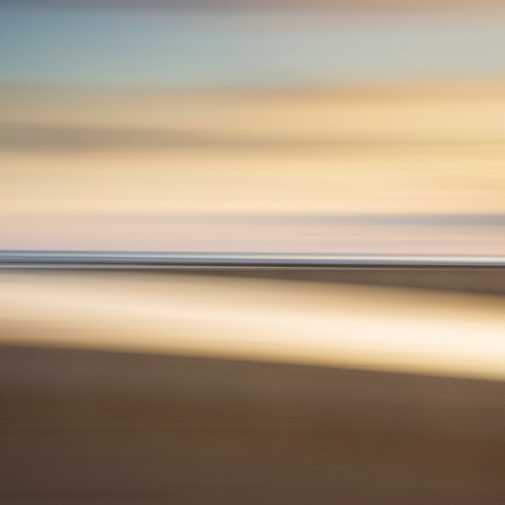 Abstract image of the view from Alnmouth Beach to the North Sea, Alnmouth, Northumberland, England, United Kingdom, Europe