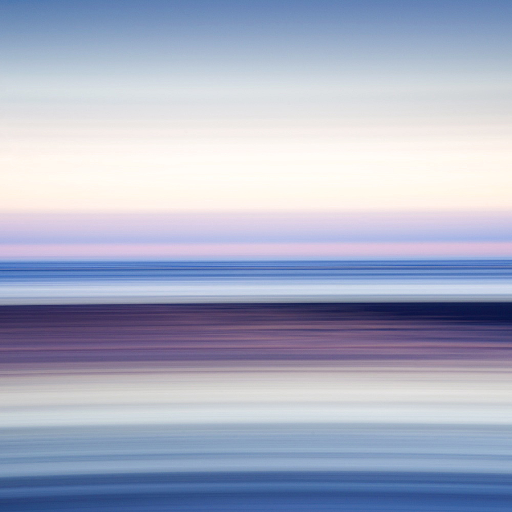 Abstract image of the view from Alnmouth Beach to the North Sea, Alnmouth, Northumberland, England, United Kingdom, Europe