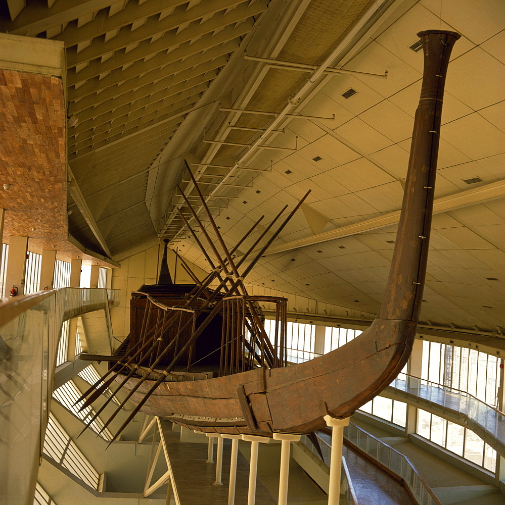 Sun Boat excavated at site of Cheops Pyramid, Giza, now in Giza Museum, Cairo, Egypt, North Africa, Africa