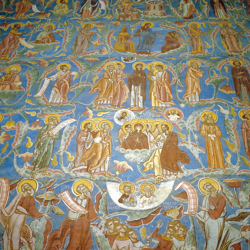 Fresco of Jesse's Tree, Old and New Testament figures, Moldovita Monastery Church, 1537, Moldavia, Romania