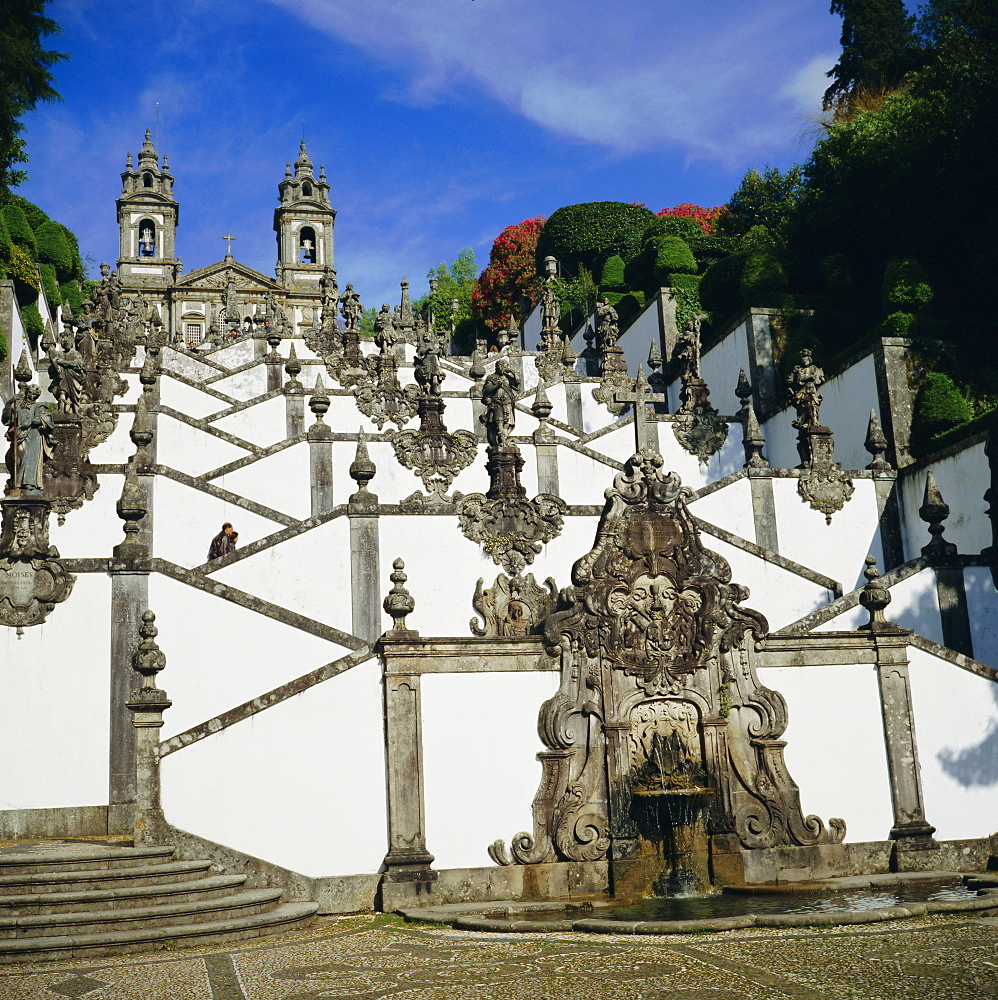 Ornamental stairway, Bom Jesus Church, near Braga, Minho, Portugal