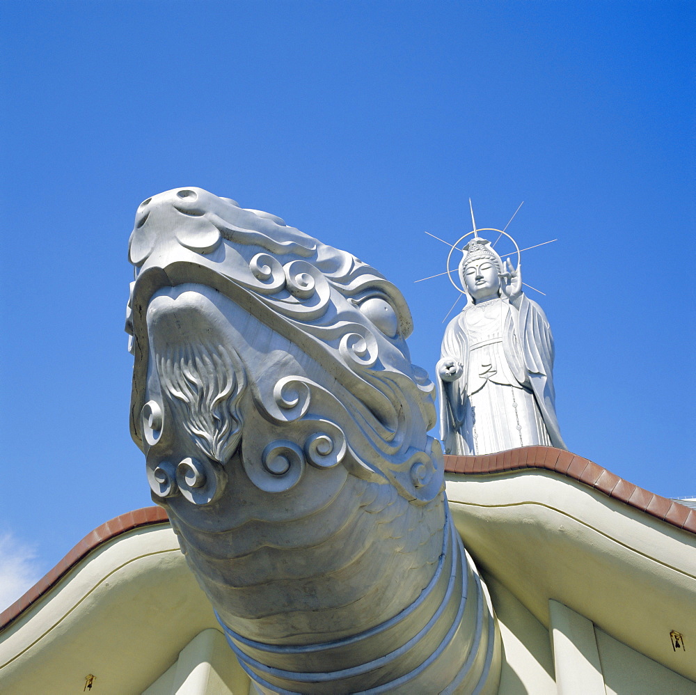 Fukusai-ji Zen Temple, 18m high goddess Kannon on turtle, Nagasaki, Japan