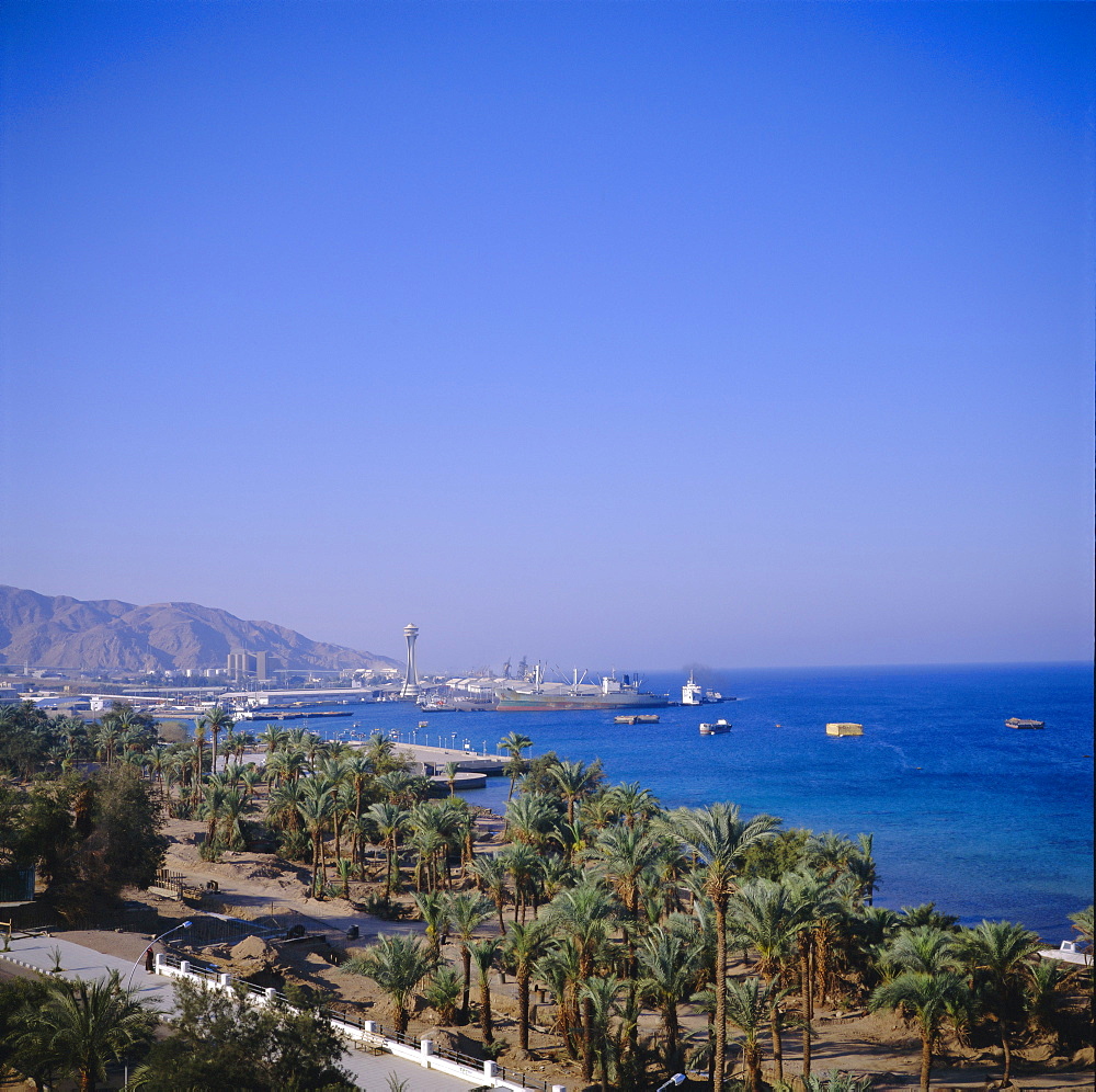 View over Red Sea port, Aqaba, Jordan, Middle East