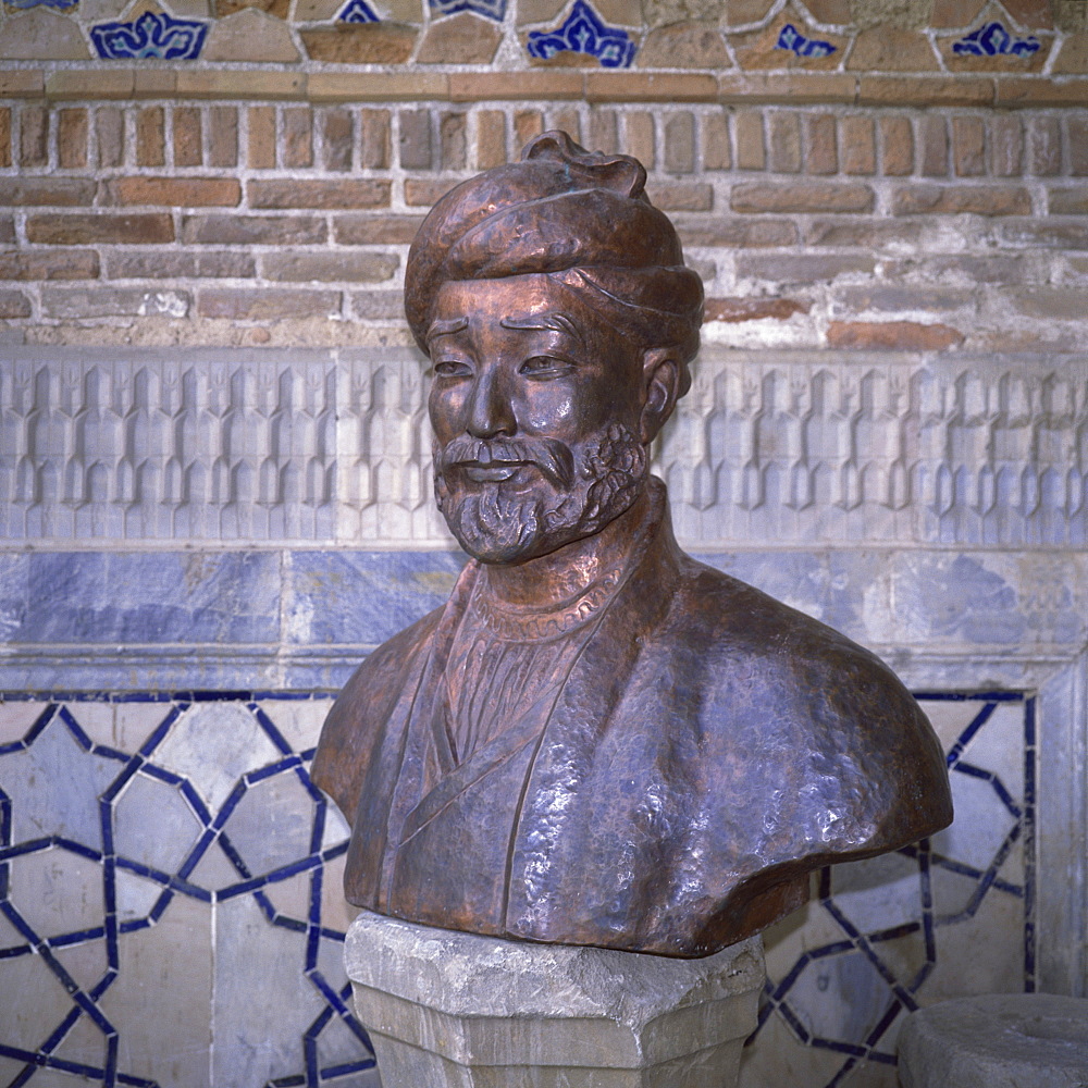 Bust of Ulugbek, Timurid ruler and astronomer, died 1449, Samarkand, Uzbekistan, Central Asia, Asia