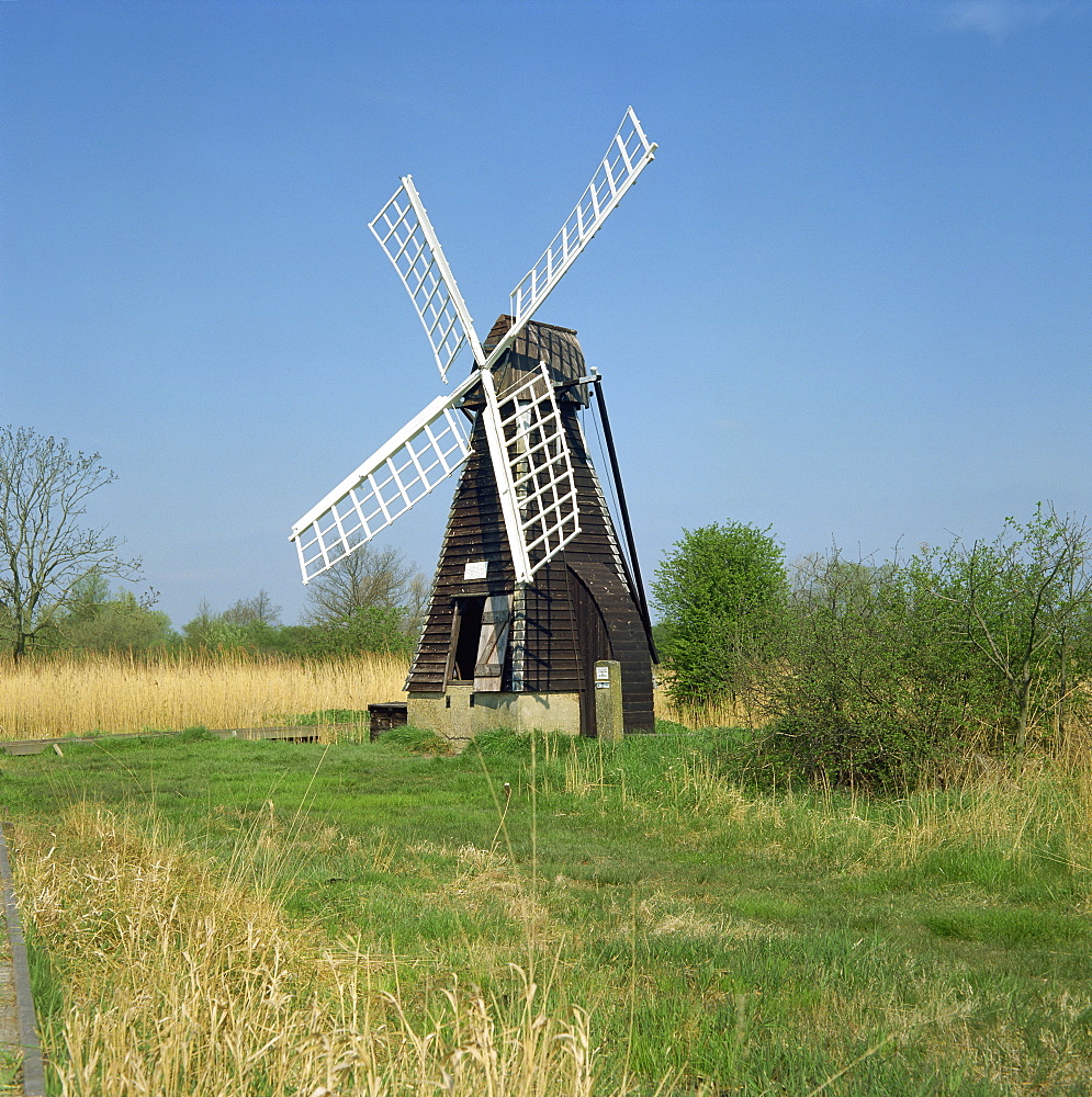 Windmill, Wicken Fen, Cambridgeshire, England, United Kingdom, Europe