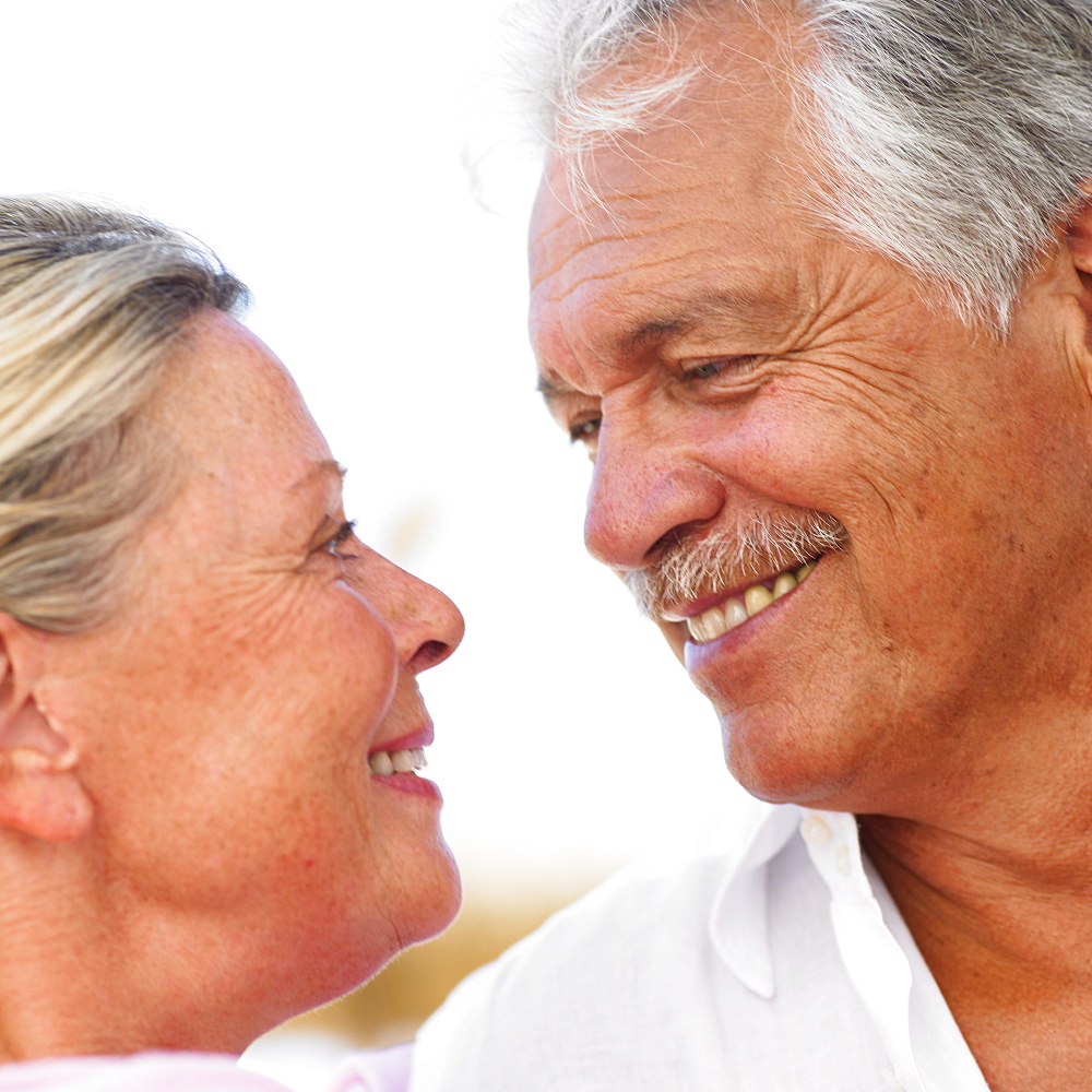 senior couple outdoors, close-up