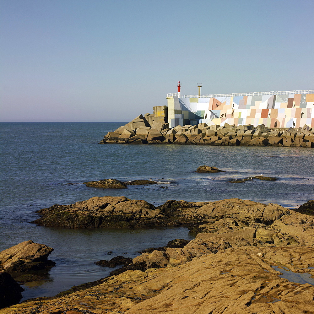 Breakwater, architects Felipe Samaran Salo and Eduardo Zamorro, Guarda, Pontevedra, Galicia, Spain, Europe