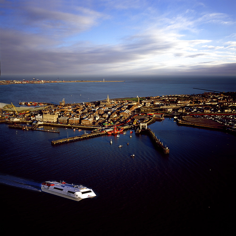 Aerial view of Harwich International Port, one of the Haven ports, Essex, England, United Kingdom, Europe