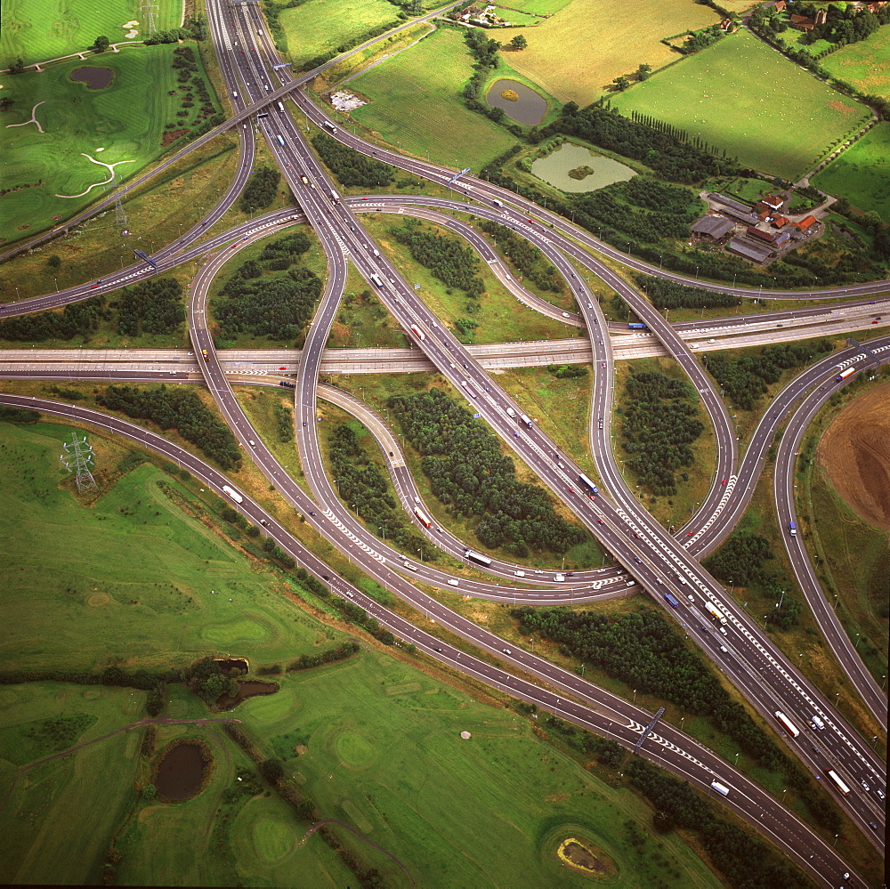 Aerial image of M25 and M11 Motorway Junction, Essex, England, United Kingdom, Europe