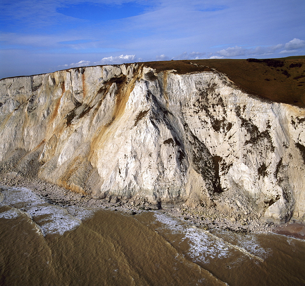 Aerial image of Beachy Head, a chalk headland, the highest chalk sea cliff in Britain, near Eastbourne, East Sussex, England, United Kingdom, Europe