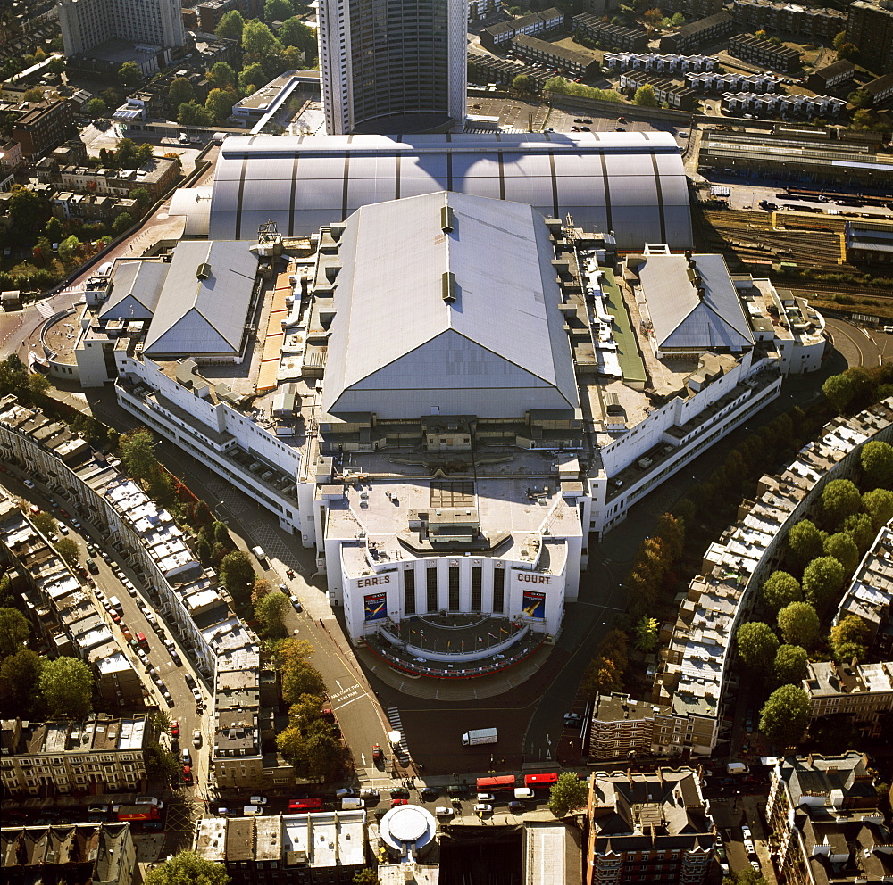 Aerial image of the Earls Court Exhibition Centre, Warwick Road, West London, London, England, United Kingdom, Europe