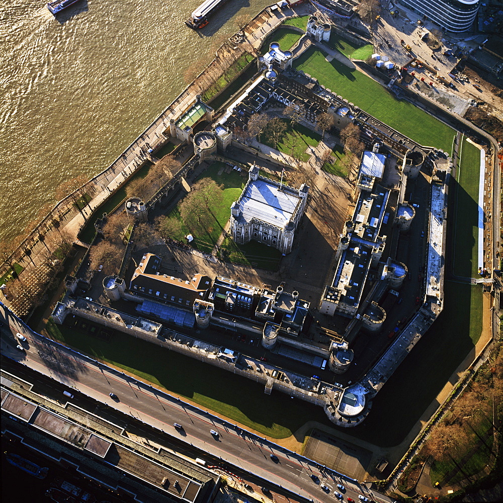 Aerial image of the Tower of London, UNESCO World Heritage Site, London, England, United Kingdom, Europe