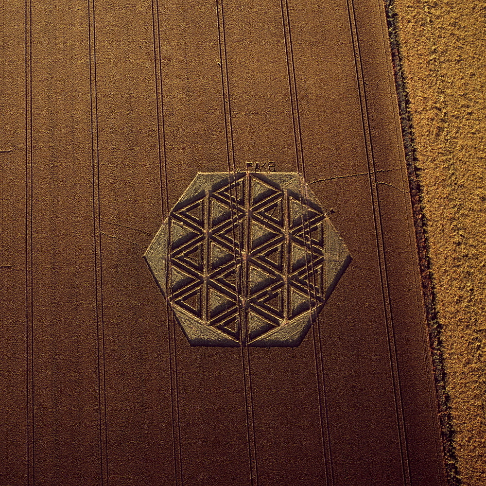 Aerial image of crop circle, Wiltshire, England, United Kingdom, Europe