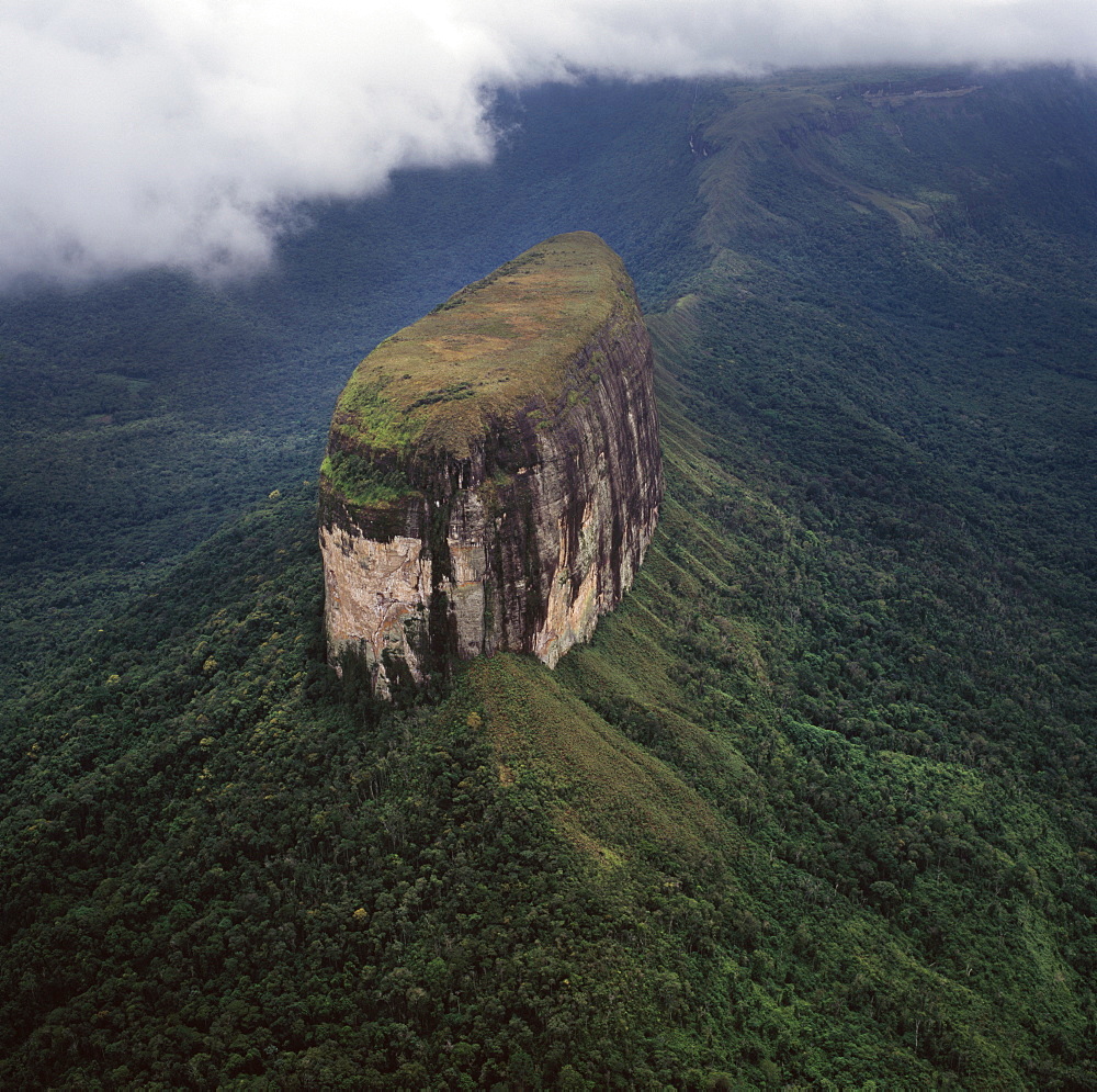 Aerial image of tepuis showing Akopantepui, Gran Sabana, Estado Bolivar, Venezuela, South America