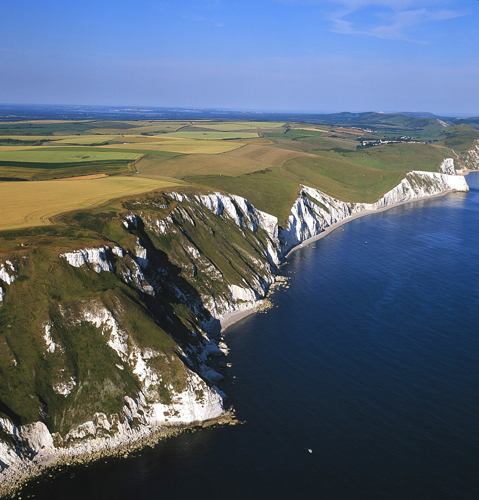 Aerial image of White Nothe, on the Jurassic Coast, UNESCO World Heritage Site, Dorset, England, United Kingdom, Europe