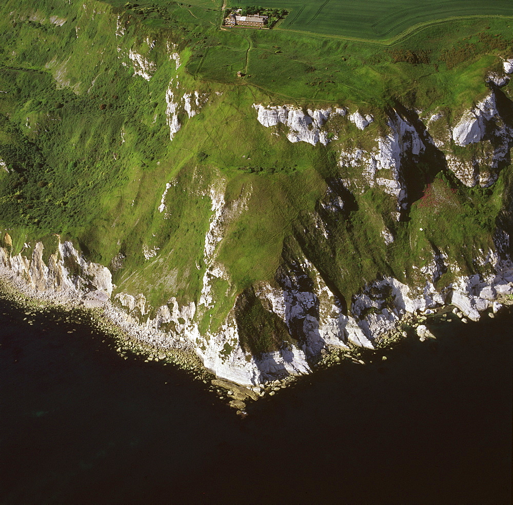 Aerial image of White Nothe, on the Jurassic Coast, UNESCO World Heritage Site, Dorset, England, United Kingdom, Europe