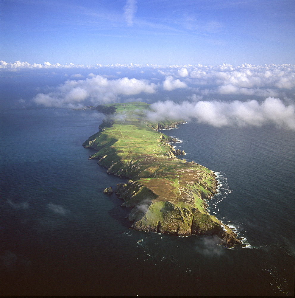 Aerial image of Lundy Island looking from north to south, Bristol Channel, Devon, England, United Kingdom, Europe