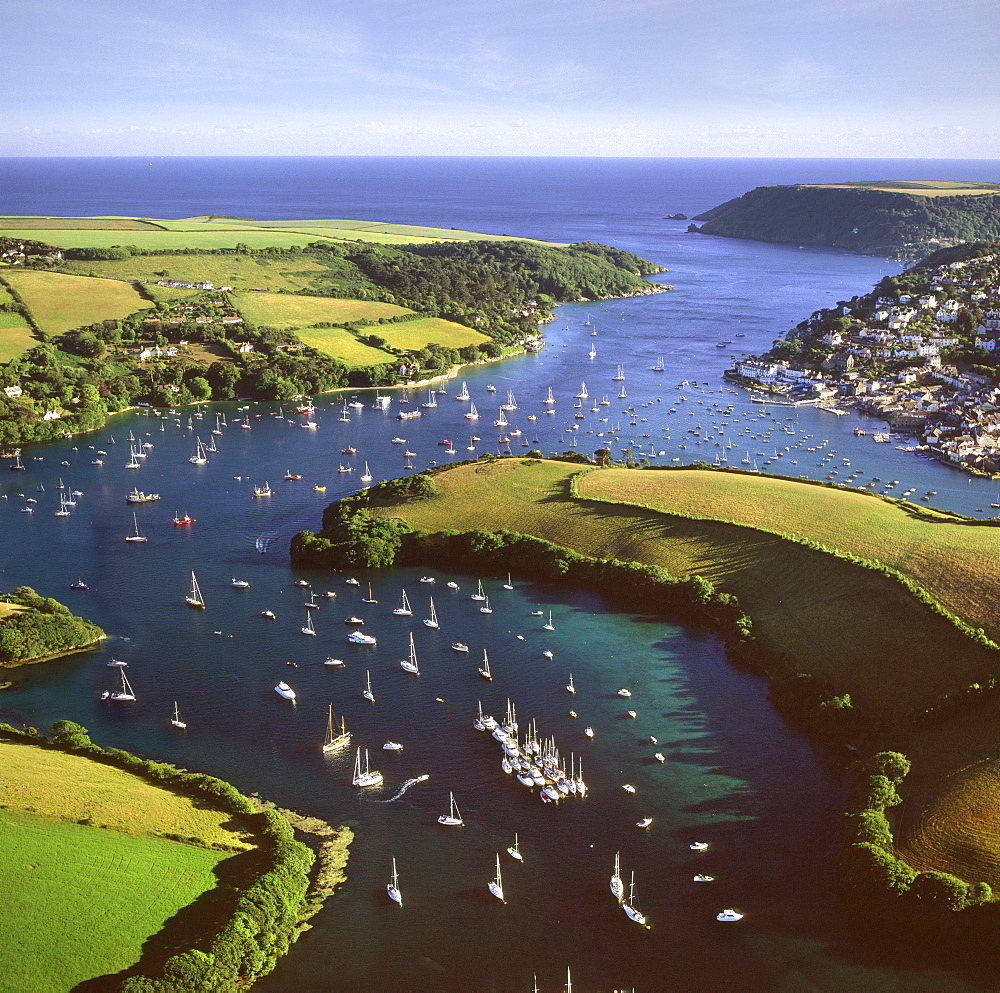 Aerial image of Salcombe and East Portlemouth, Kingsbridge Estuary, Devon, England, United Kingdom, Europe