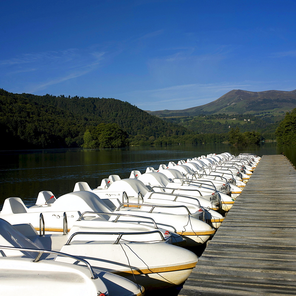 Boats, Lake Chambon, Auvergne, France, Europe