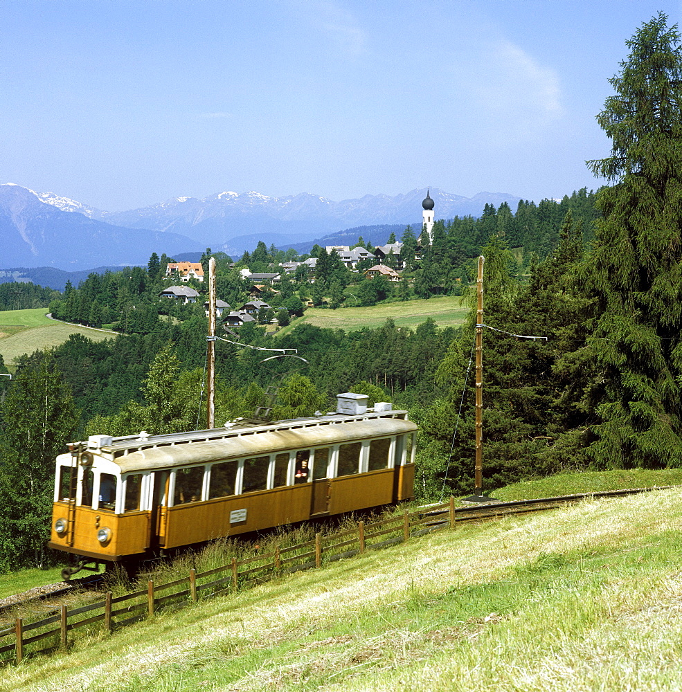 Ritten Railway in front of Soprabolzano, Ritten, Alto Adige, Italy, Europe