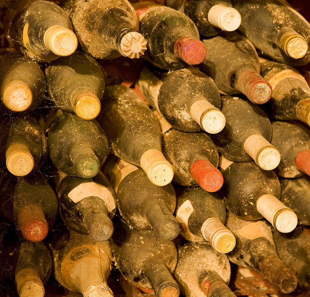 Wine bottles in storage