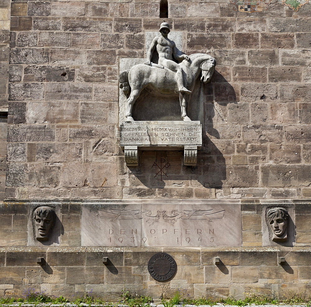 Memorial to the fallen soldiers of World War II, Johanniskirche Church, Martin-Luther-Platz square, Ansbach, Middle Franconia, Franconia, Bavaria, Germany, Europe