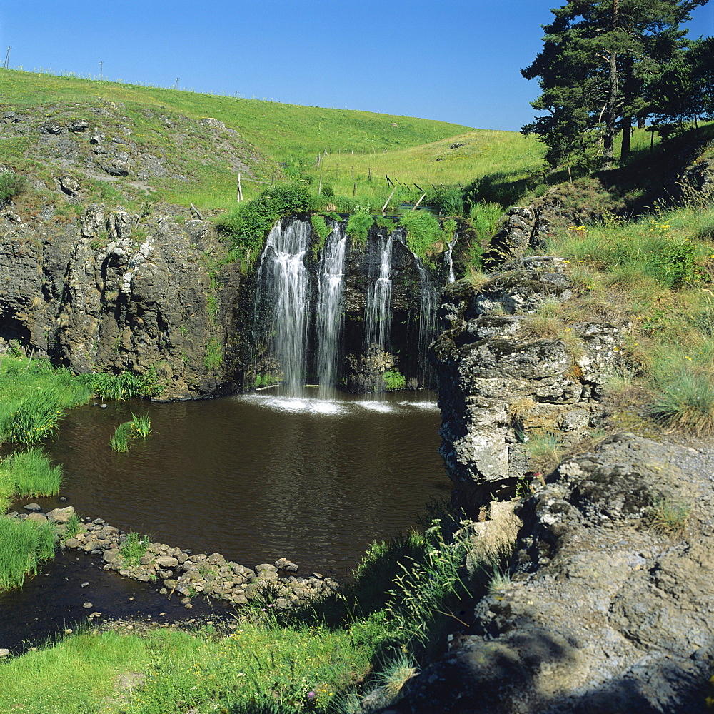 Waterfall of Veyrines, Cantal, Auvergne, France, Europe