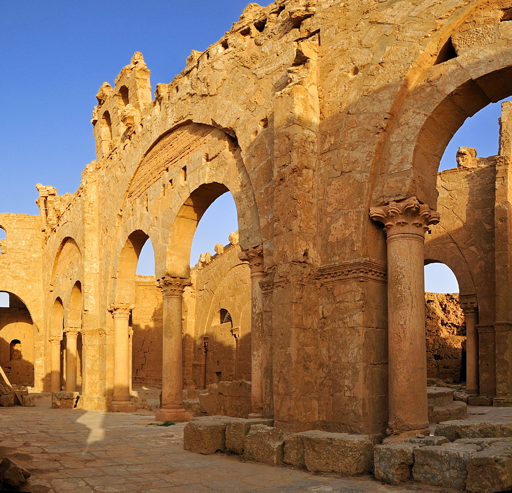 Byzantine church ruin at the archeological site of Resafa, Sergiopolis, near the Euphrates, Syria, Middle East, West Asia