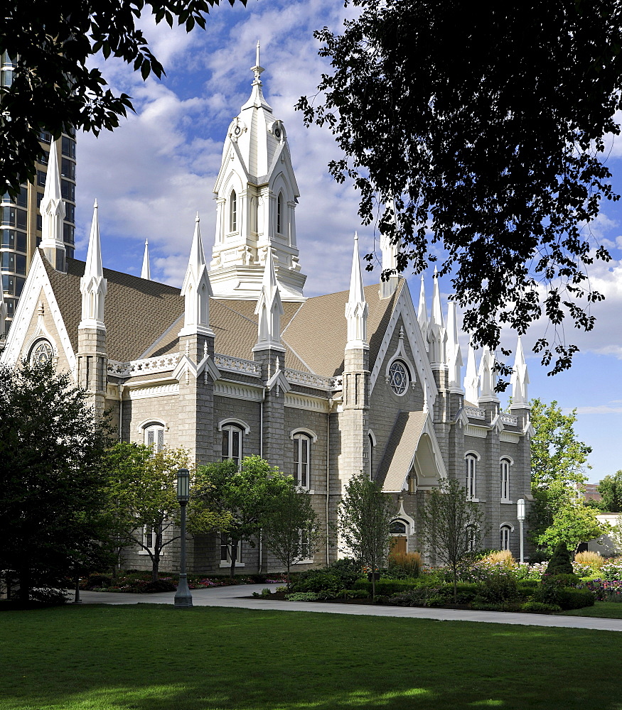 Assembly Hall, Funeral Chapel, Temple of The Church of Jesus Christ of Latter-day Saints, Church of Mormons, Temple Square, Salt Lake City, Utah, United States of America, America