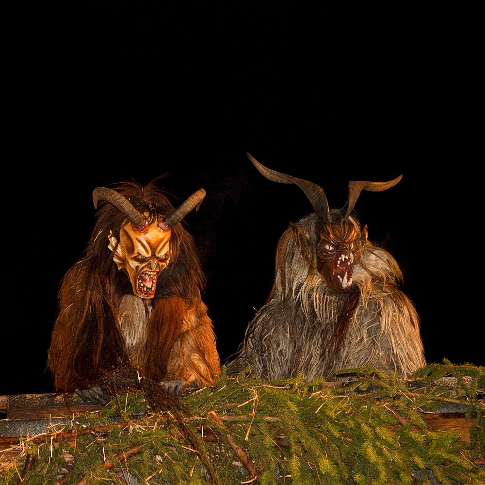 Krampus characters, Perchtenlauf parade, Siezenheim, Salzburg, Austria, Europe