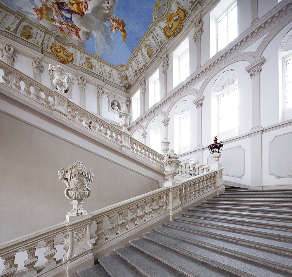 Emperor's Staircase in the Imperial Wing, Goettweig Abbey, Wachau, Mostviertel, Must Quarter, Lower Austria, Austria, Europe